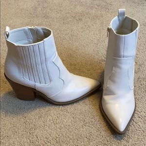 White leather western boots